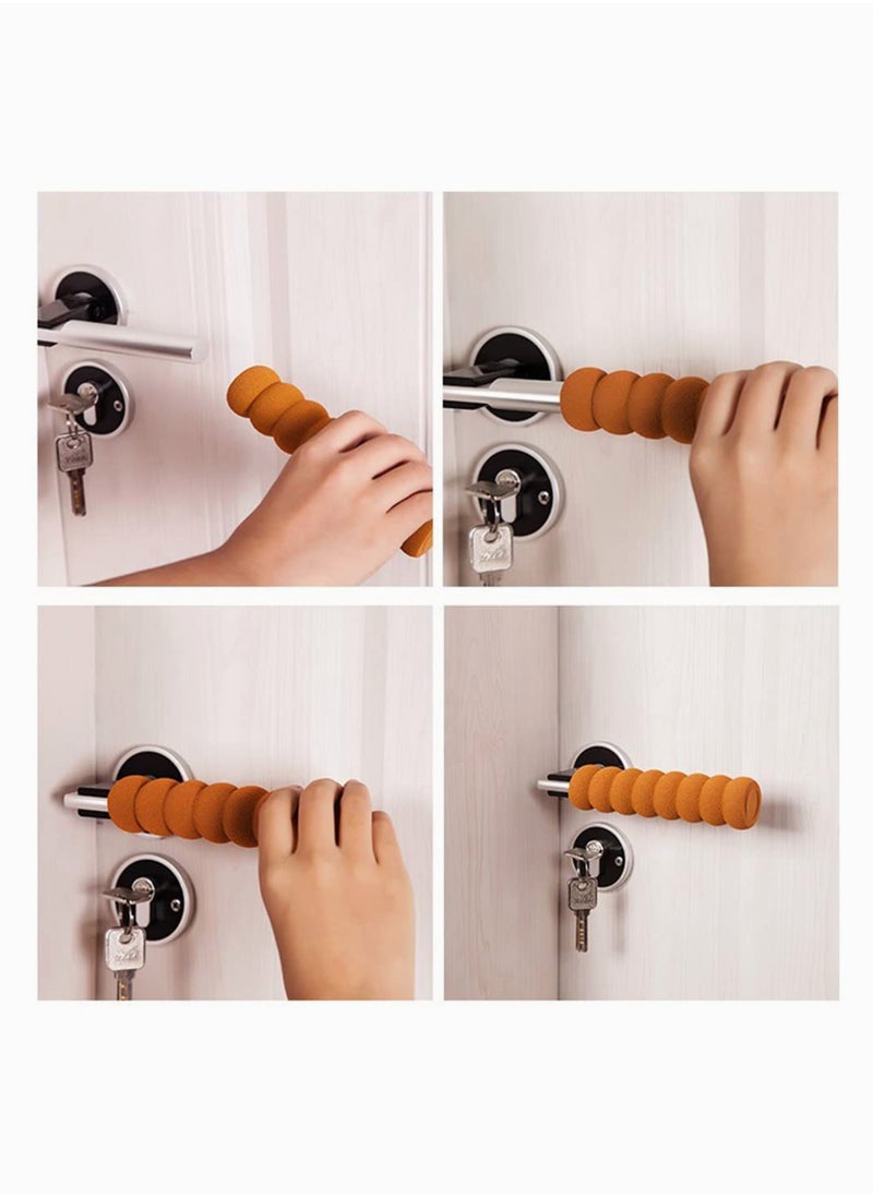 SYOSI Spiral Door Handle Cover, Handle Cover, Child-Safe Knob Cover Non-Toxic Soft Protective Door Lock Cover, Anti-Collision Foam Rubber Spiral Grip Protector Safety Doorknob Sleeve Coffee 5pcs  - Image 2