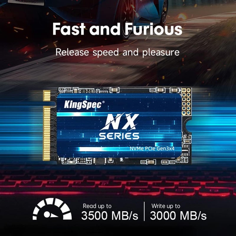 512GB M.2 2242 NVMe SSD - Read Speed up to 3500MB/s, M.2 PCIe 3.0 SSD 3D NAND Flash, Compatible with PC/Desktop/Laptop - Image 2