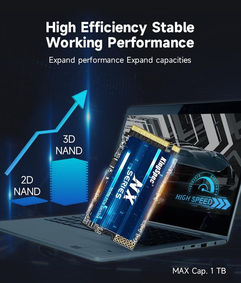 512GB M.2 2242 NVMe SSD - Read Speed up to 3500MB/s, M.2 PCIe 3.0 SSD 3D NAND Flash, Compatible with PC/Desktop/Laptop - Image 4