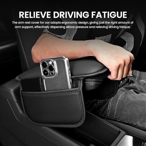 STHIRA® Universal Memory Foam Arm Rest for Car Premium PU Leather Car Arm Rest with Dual Storage Pouches Ergonomic Support & Stylish Design Armrest for Car Fits Most Car Models, Easy Installation - Image 3