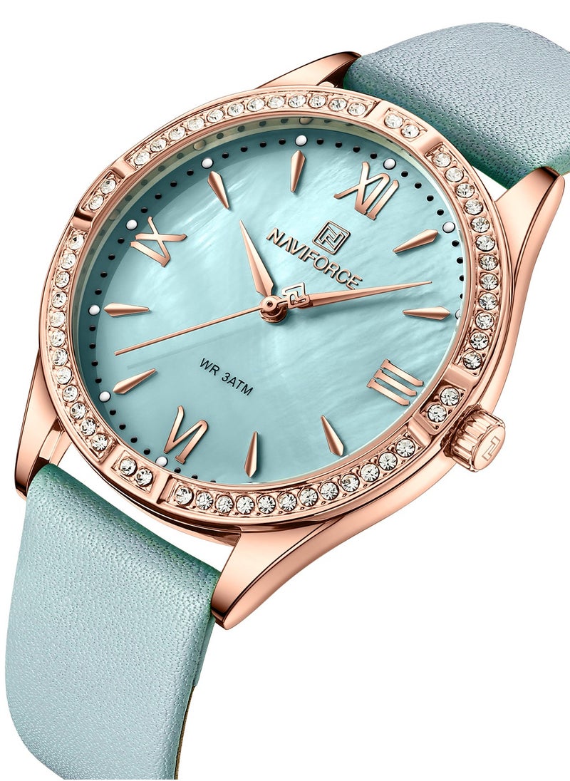 NAVIFORCE PU Band Quartz Standard Analog Wrist Watch For Women NF5038 RG/L.BE  - Image 2