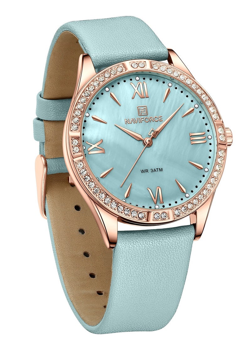 NAVIFORCE PU Band Quartz Standard Analog Wrist Watch For Women NF5038 RG/L.BE  - Image 4