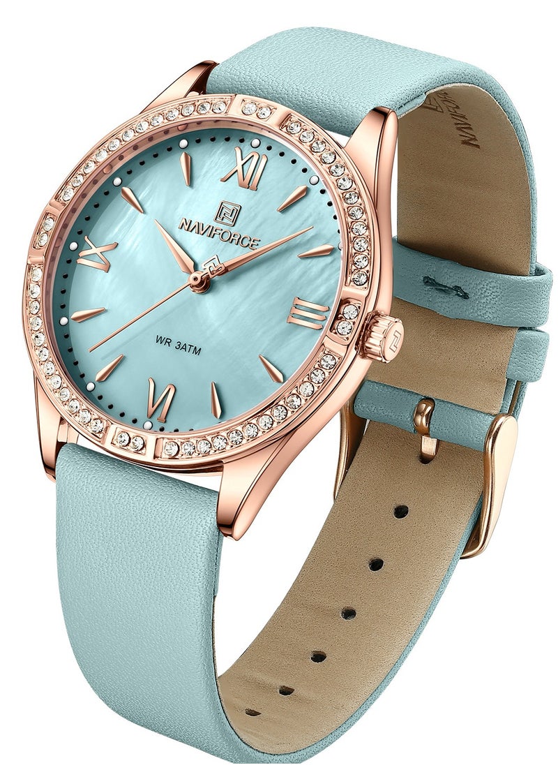 NAVIFORCE PU Band Quartz Standard Analog Wrist Watch For Women NF5038 RG/L.BE  - Image 5