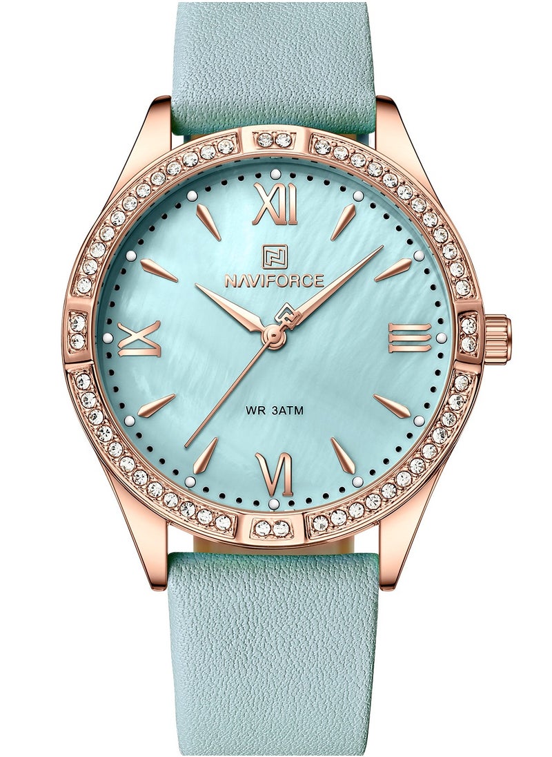 NAVIFORCE PU Band Quartz Standard Analog Wrist Watch For Women NF5038 RG/L.BE  - Image 1