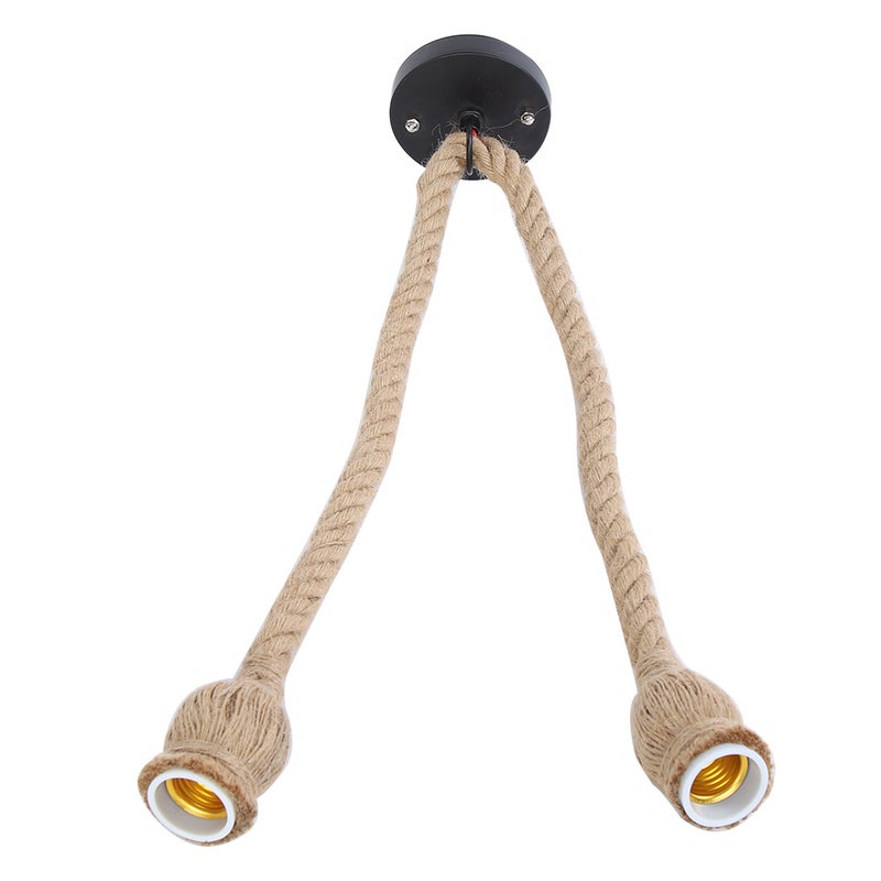 E27 Lamp Base 1.5m Hemp Rope Electric Wire DIY Pendant Decorative Bulb Holder (two bulb holder) - Image 2