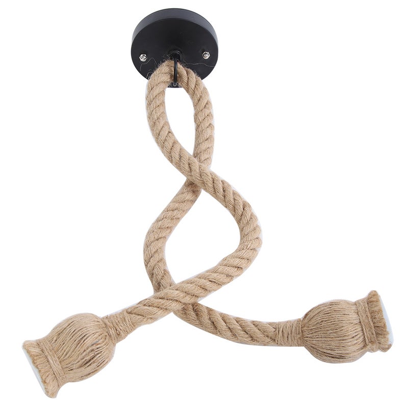 E27 Lamp Base 1.5m Hemp Rope Electric Wire DIY Pendant Decorative Bulb Holder (two bulb holder) - Image 3