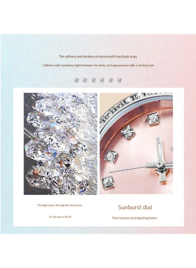 اس كيه شينكاج SK Shengke Women's Quartz Watch with a Steel Strap and Zircon Calendar (Pink) - A Luxury-Looking Watch - Image 5
