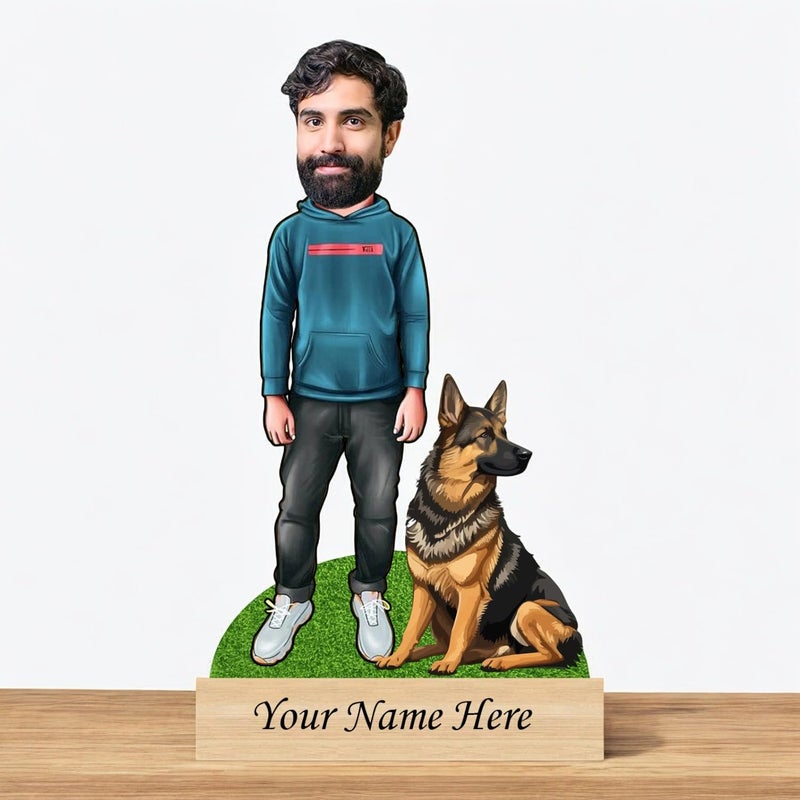 Incredible Gifts India Incredible Gifts Personalized Pet Caricature for German Shepherd Pet Owner Table Top - Image 2