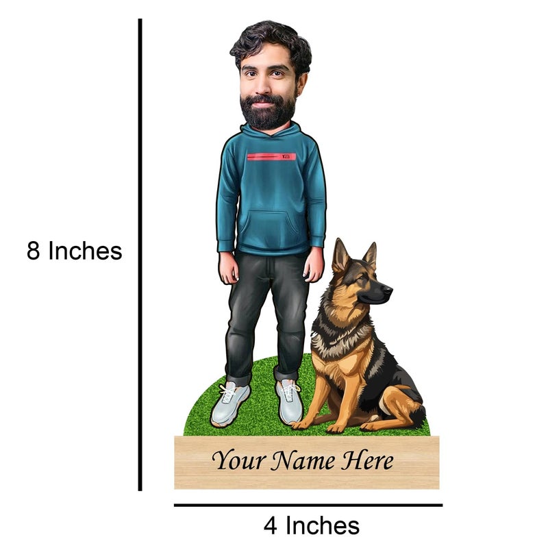 Incredible Gifts India Incredible Gifts Personalized Pet Caricature for German Shepherd Pet Owner Table Top - Image 4