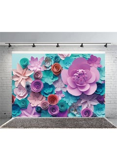 AOFOTO 8X6Ft Handmade 3D Paper Flower Backdrop Birthday Party Decoration Photography Background Baby Shower Kid Girl Woman Artistic Portrait Activity Banner Photo Shoot Studio Props Vinyl Wallpaper  - Image 4