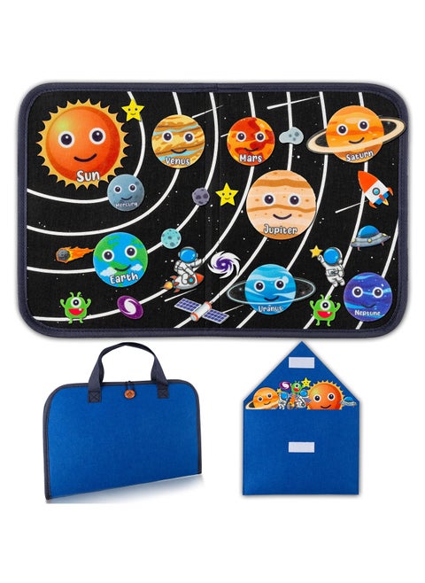 SYOSI Outer Space Travel Felt Story Set Board, Portable Felt Board Solar System, Universe Storytelling Planets, Toddler Galaxy Theme Preschool Early Learning Interactive Play Kit (1 Set)