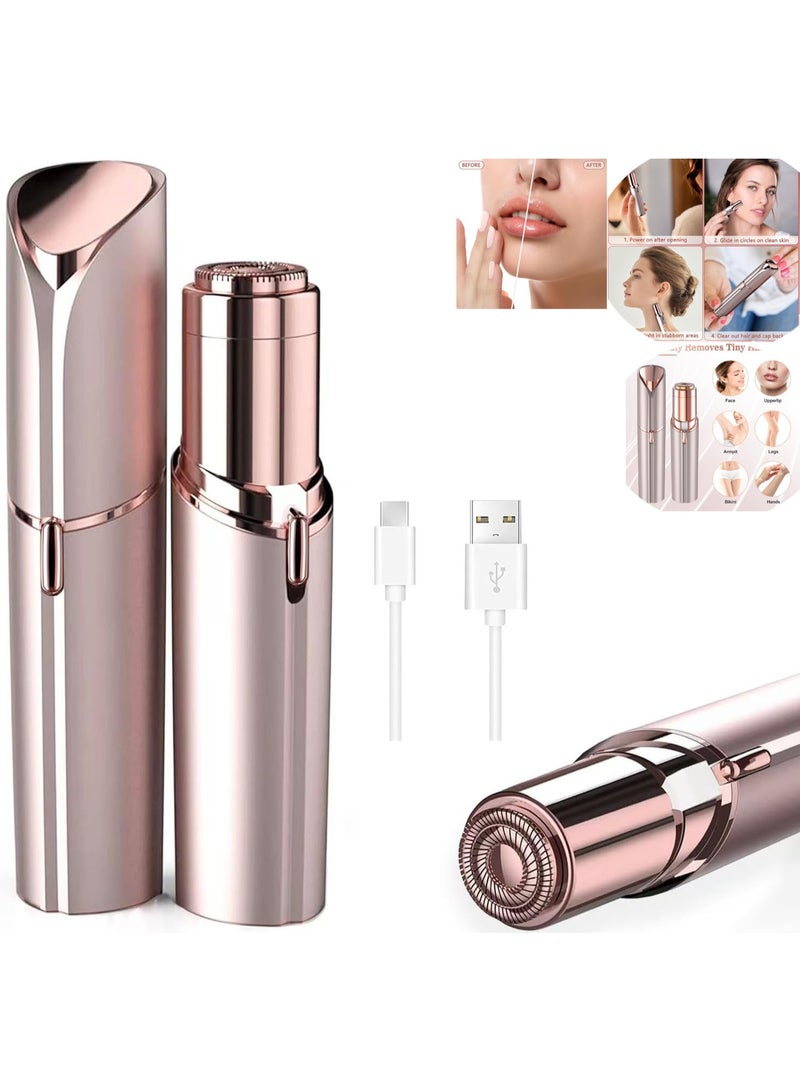 عام جهاز إزالة شعر الوجه للنساء، ماكينة حلاقة وجه نسائية، ماكينة حلاقة كهربائية صغيرة للوجه مخصصة للنساء لإزالة الشعر من الشفة والزغب الناعم والذقن، مع إمكانية الشحن عبر USB. - Image 1