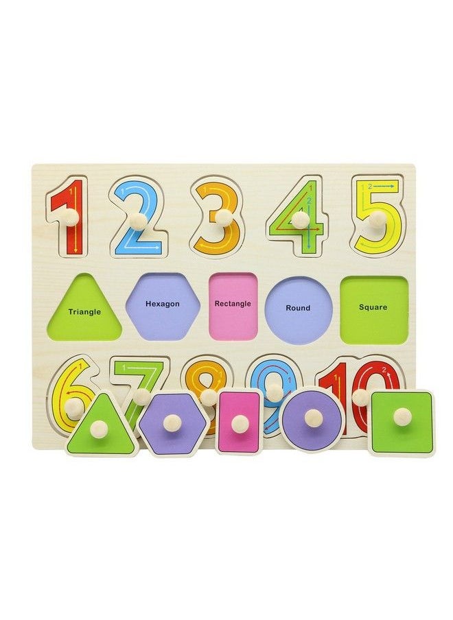 MoTrent - Wooden Jigsaw Peg Puzzle Board Toy Number Educational And Learning Puzzles Toy - Image 1