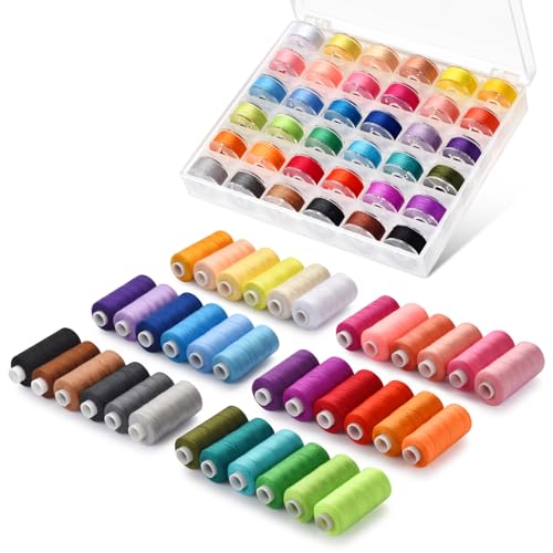 Eoehro 72pcs Sewing Thread Kit, 36 Colors, 400 Yards per Spool Polyester Thread, Prewound Bobbins, Sewing Machine Threads - Image 1
