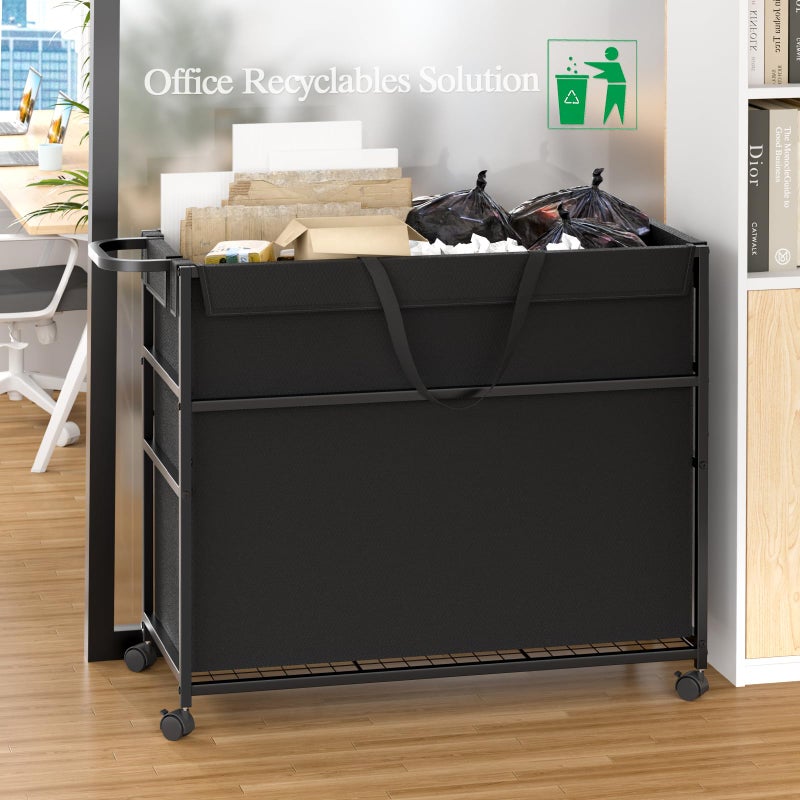 DAOUTIME Commercial Trash Can Cart, 51.5Gal Office Trash Cart (2 Lockable), Recyclable Cardboard Box/Paper Organizer, Large-Capacity Laundry Cart for Hotel/Office/Home/Nursing Home/Groceries/Supplies - Image 2