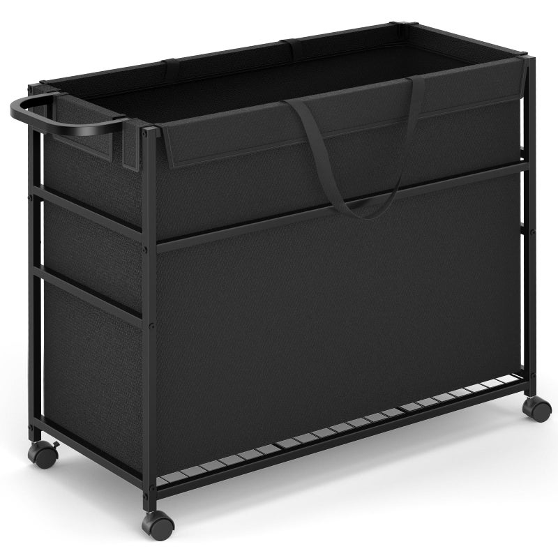 DAOUTIME Commercial Trash Can Cart, 51.5Gal Office Trash Cart (2 Lockable), Recyclable Cardboard Box/Paper Organizer, Large-Capacity Laundry Cart for Hotel/Office/Home/Nursing Home/Groceries/Supplies - Image 1