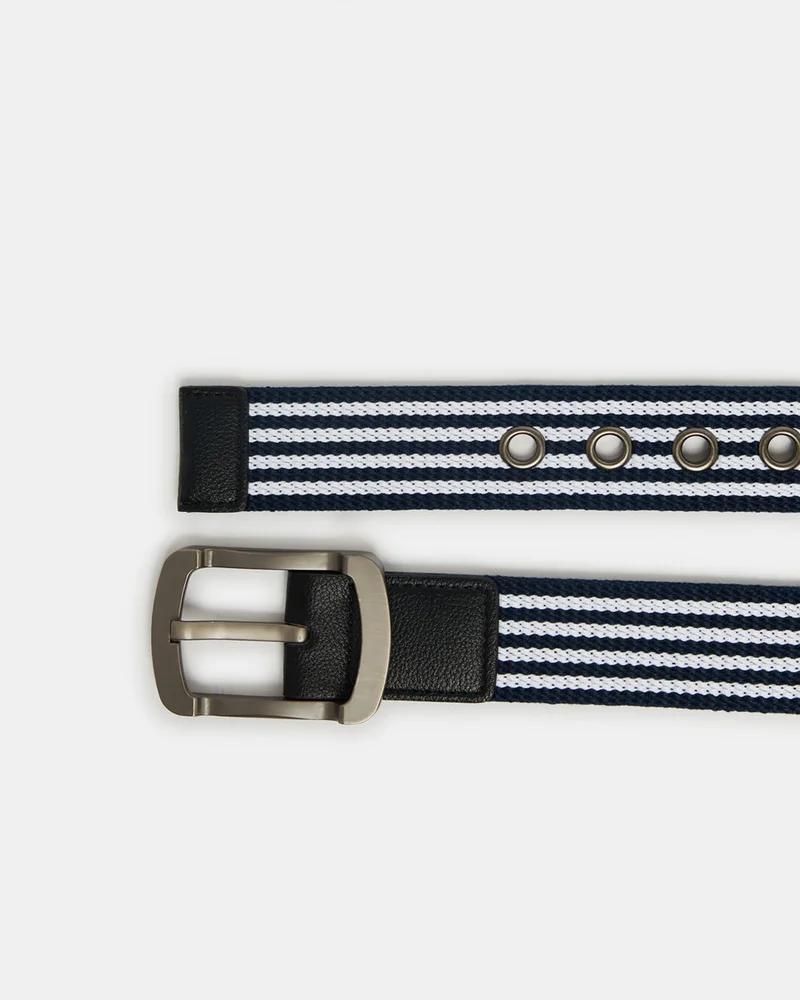 REDTAG Men Black And White Elastic Belt