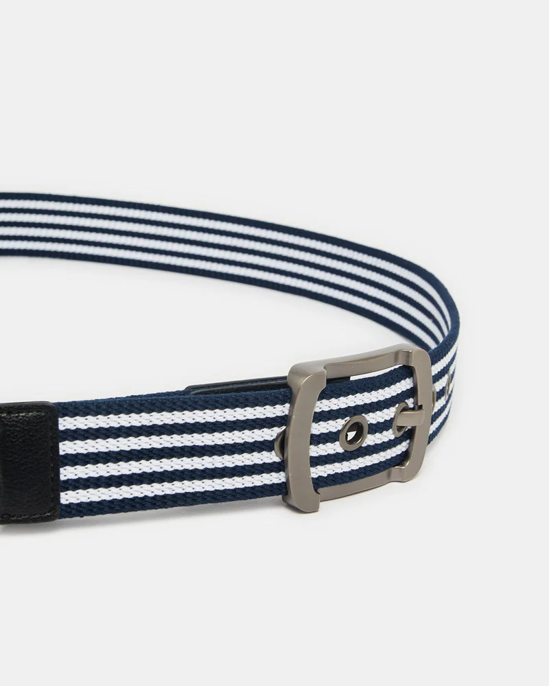 REDTAG Men Black And White Elastic Belt