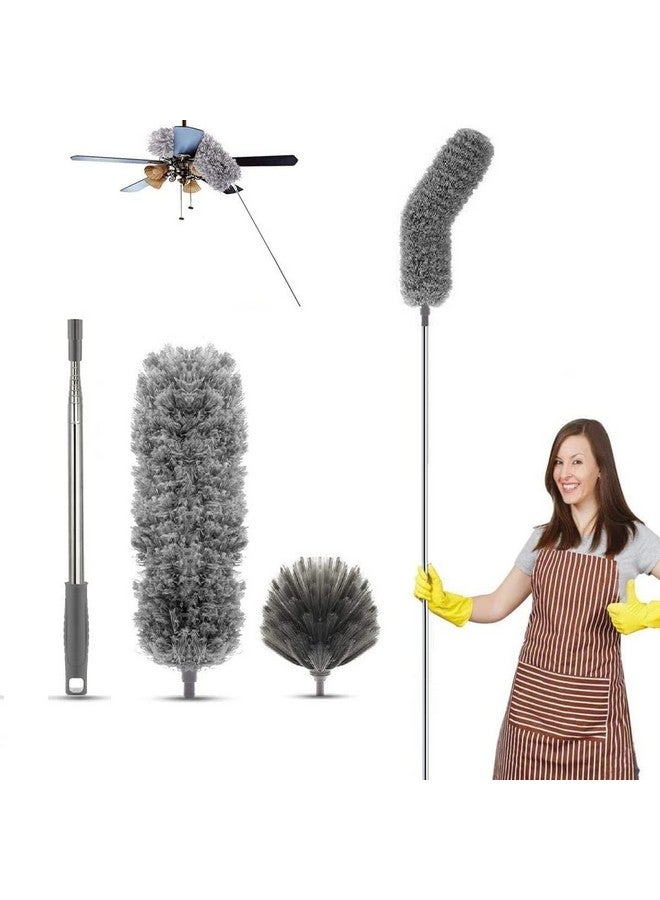 Rylan 2 in 1 Long Handle Microfiber Feather Ceiling Duster for Dust Cleaning with extendable Pole 30-100 Inch with Anti Scratch Bendable Head for Cleaning High Cobweb Stick high Ceiling Fan Mop - Image 1
