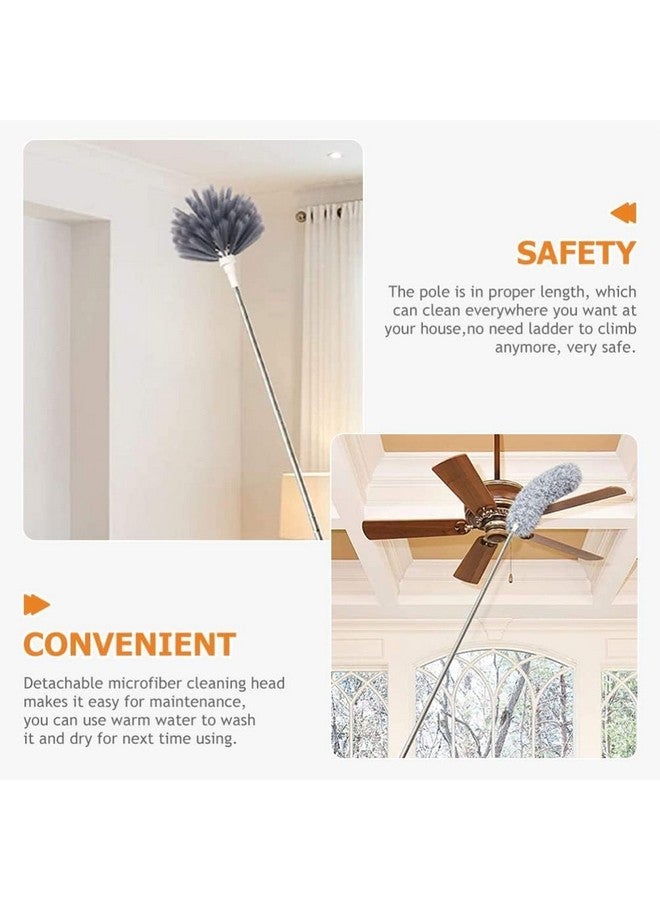 Rylan 2 in 1 Long Handle Microfiber Feather Ceiling Duster for Dust Cleaning with extendable Pole 30-100 Inch with Anti Scratch Bendable Head for Cleaning High Cobweb Stick high Ceiling Fan Mop - Image 3