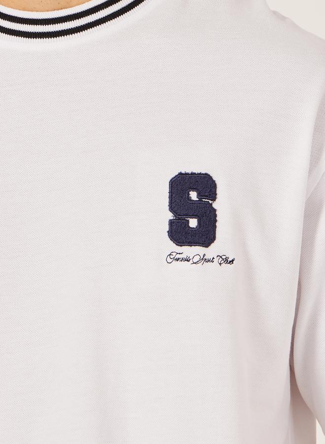 Styli Varsity Towel Embroidered Pique Knit Regular Fit T-Shirt - Image 3