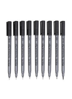 BRUSTRO Technical Fineliner & Brush Pen Set Of 9 |Black| Tip Sizes - 0.05,0.1,0.2,0.3,0.4,0.5,0.6,0.8 Mm| Waterproof, Ideal For Mandala, Drawing,Artist Illustration,Sketching  - Image 2