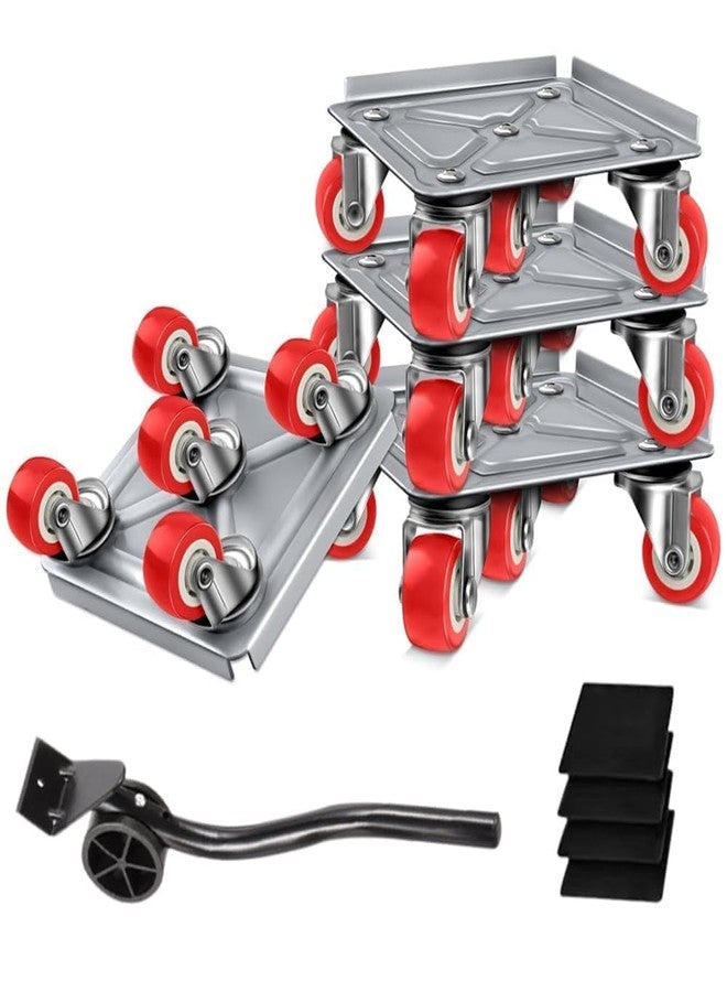 JUDEE Furniture Dolly, Heavy Furniture Movers with Wheels, Furniture Lifter with 5 360° Rotatable Rubber Universal Wheels, Carbon Steel Panel Furniture Movers Set, Max Capacity 600KG (Red) - Image 1