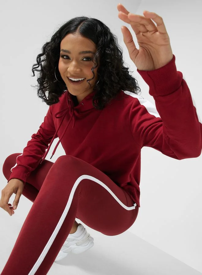 Ginger Basics Contrast Side Paneled Pocket Hoodie