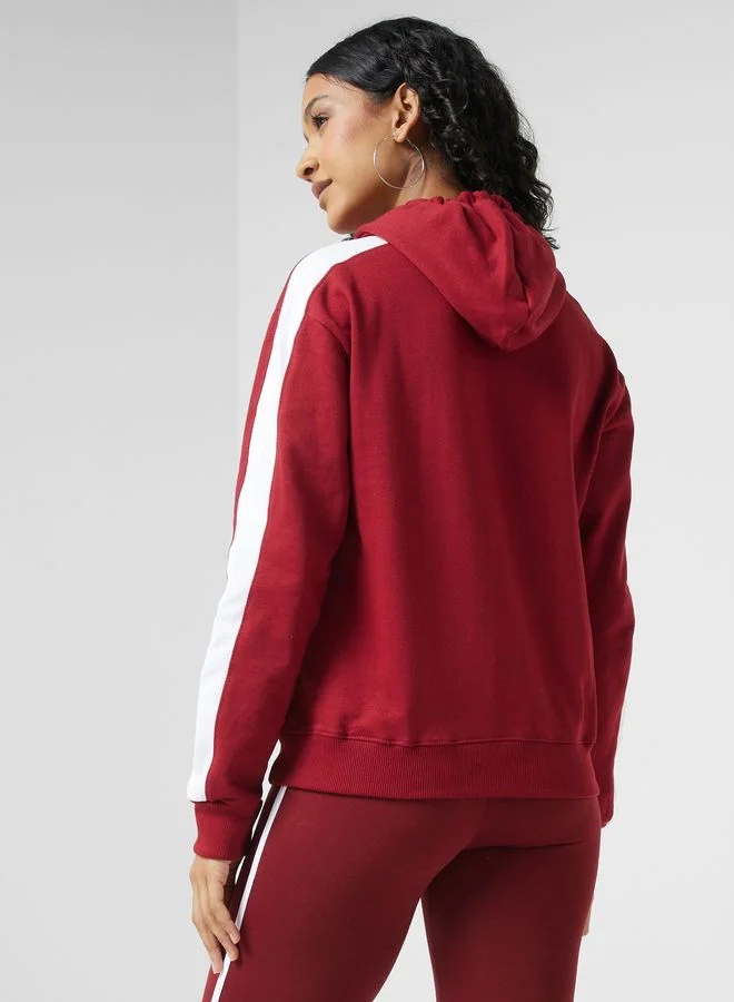 Ginger Basics Contrast Side Paneled Pocket Hoodie