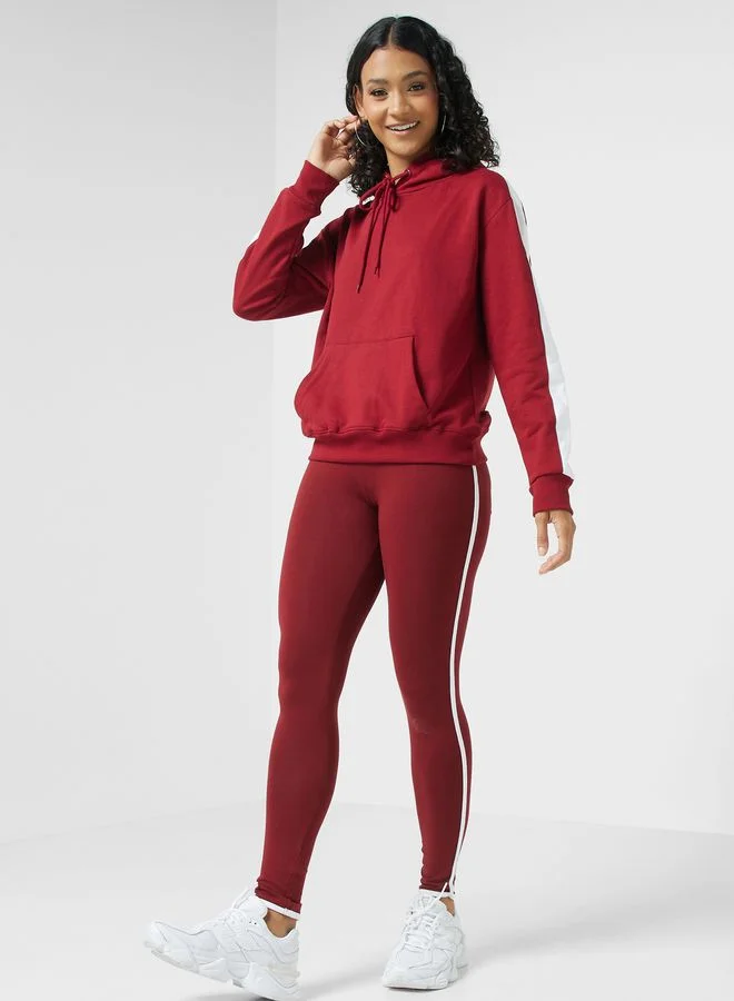 Ginger Basics Contrast Side Paneled Pocket Hoodie