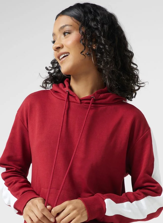 Ginger Basics Contrast Side Paneled Pocket Hoodie