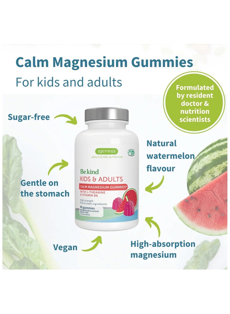 Igennus Calm Magnesium Gummies, with L-Theanine & Vitamin B6, Natural Watermelon Flavour, for Kids Aged 4+ & Adults - Image 2