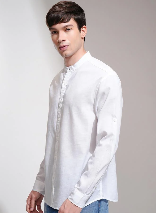HIGHLANDER HIGHLANDER Relaxed Fit Mandarin Collar Shirt