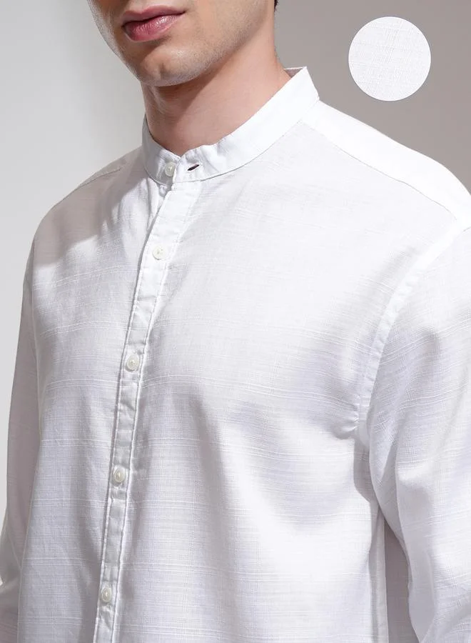 HIGHLANDER HIGHLANDER Relaxed Fit Mandarin Collar Shirt