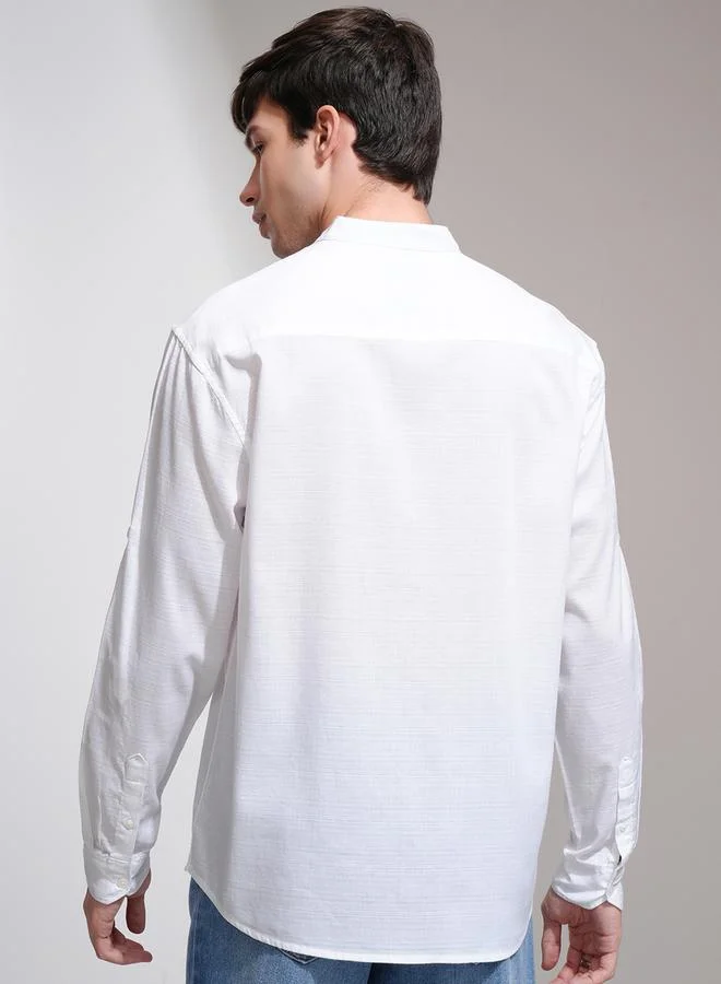 HIGHLANDER HIGHLANDER Relaxed Fit Mandarin Collar Shirt