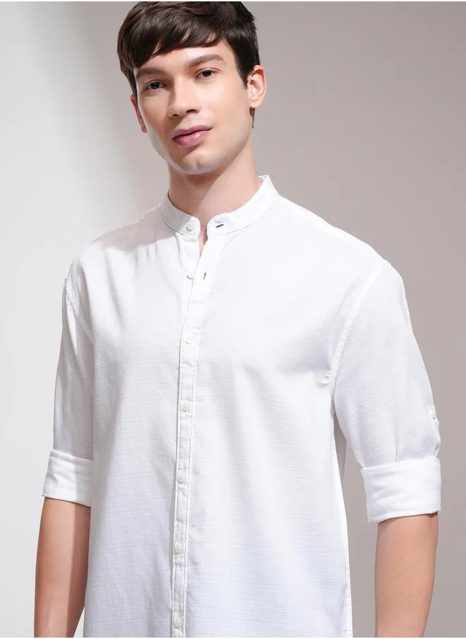 هاي لاندر Relaxed Fit Mandarin Collar Shirt