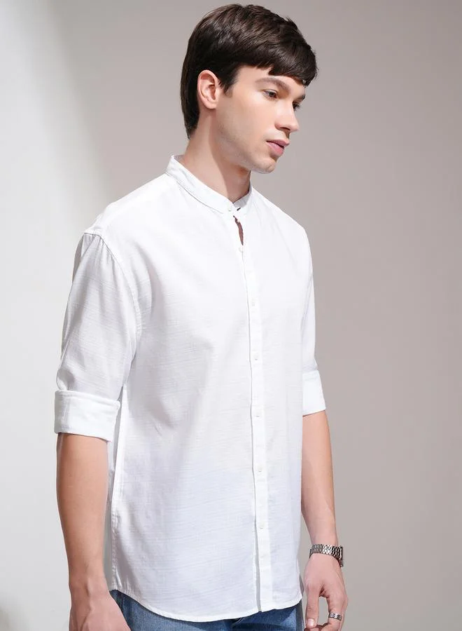 HIGHLANDER HIGHLANDER Relaxed Fit Mandarin Collar Shirt