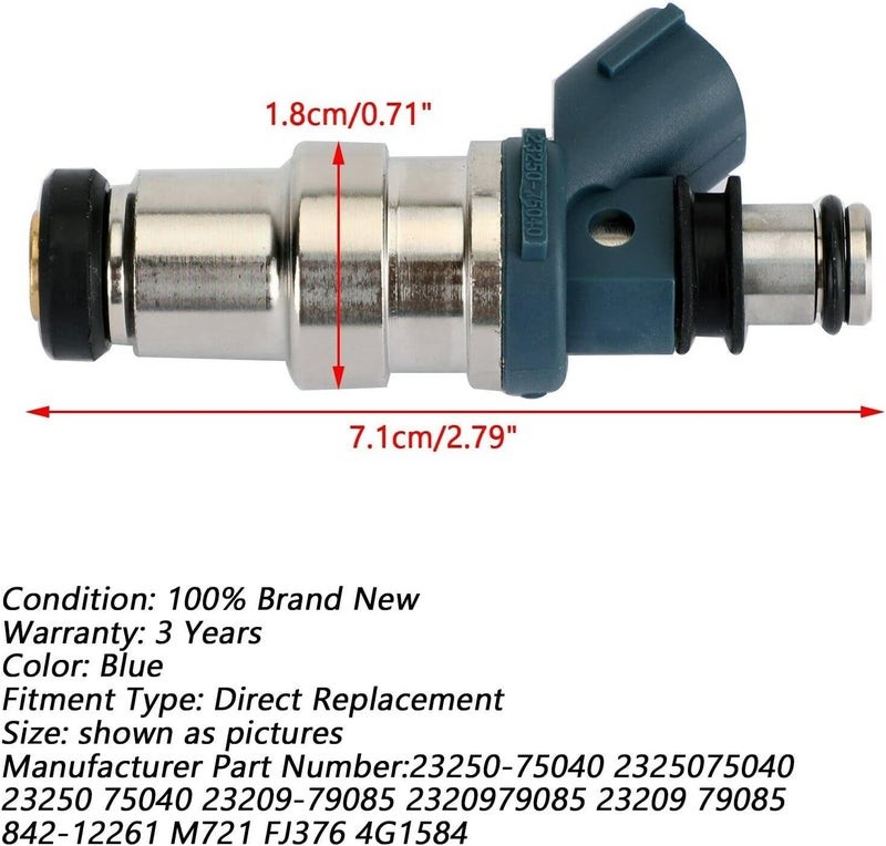 IXGKHC Fuel Injectors 23250-75040 for Toyota Tacoma 2.4L-L4 (Set of 4) - Image 2