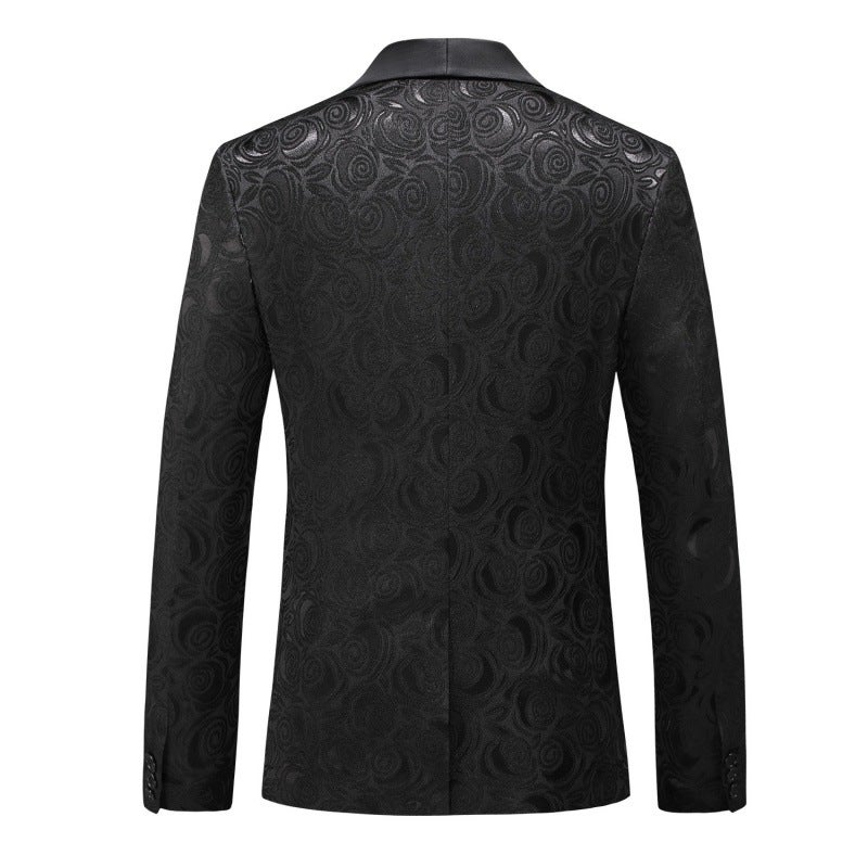 Spot Long-Term Main Push Men'S Flower Gift Slim Fashion Single Suit Coat Wedding Groom Suit Banquet Wine Red - Image 3