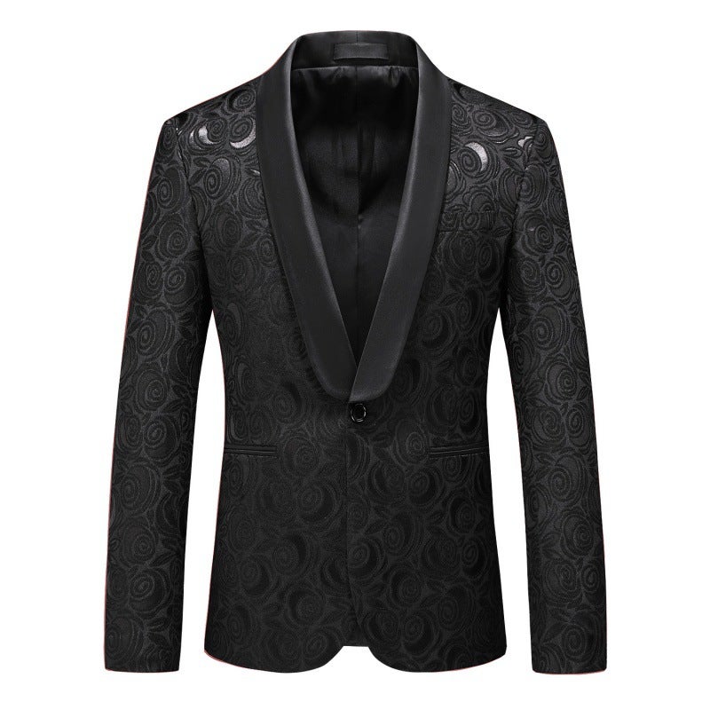 Spot Long-Term Main Push Men'S Flower Gift Slim Fashion Single Suit Coat Wedding Groom Suit Banquet Wine Red - Image 1