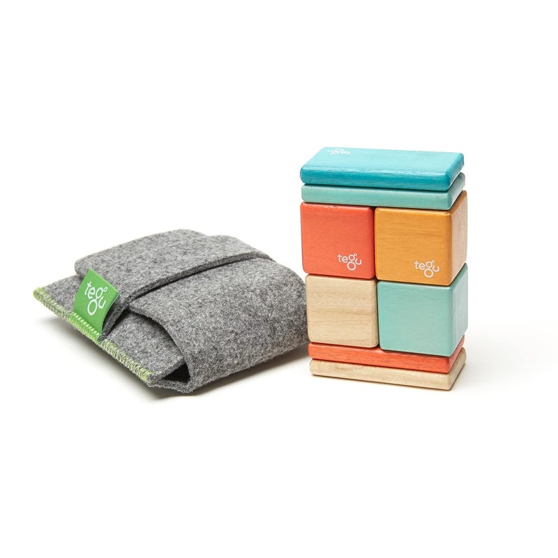 Tegu 8 Piece Tegu Pocket Pouch Magnetic Wooden Block Set Sunset - Image 2