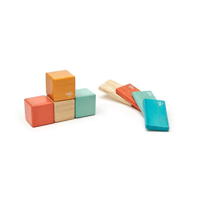Tegu 8 Piece Tegu Pocket Pouch Magnetic Wooden Block Set Sunset - Image 3