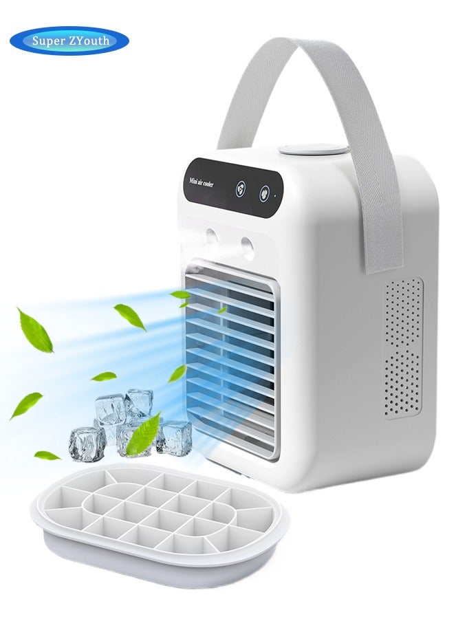 Super ZYouth Portable Air Conditioner, Table Fan with Ice Cube Tray, 2 Speeds & Spray Modes, Rechargeable and Portable Fan, 500ml Tank for Bedroom, Office, Outdoor, Camping - Image 1