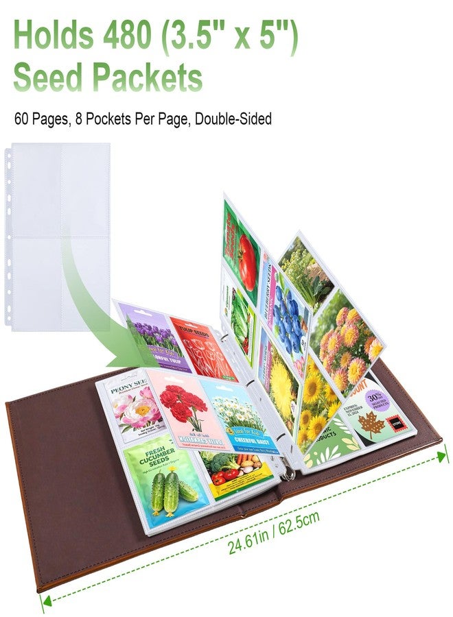 Zofly 480 Pockets 3.5x5” Seed Packet Sleeves, 60 Pack Double Sided 4 Pocket Seed Organizer Sheet,Heavy Duty Garden Seeds Storage Pages for 3 Ring Binder, 8.5x11” Top Loading Clear Photo, Index Card Sleeves - Image 2