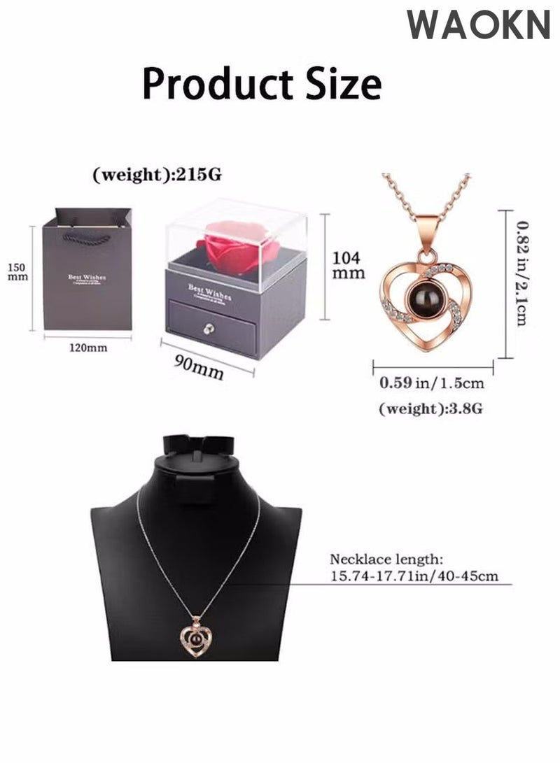 WAOKN Preserved Rose with 925 sterling silver Necklace - Infinity Rose in Love Box - Made from Real Fresh Beauty Rose - Romantic Gifts for Female, Mother's Day,Birthday, Anniversary, Valentine Day, Wedding, Proposal, Graduation - Image 4