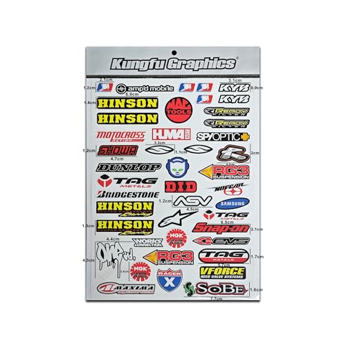 Kungfu Graphics Micro Sponsor Logo Racing Sticker Sheet Universal (7.2X 10.2 inch), White, MSS (16) - Image 1