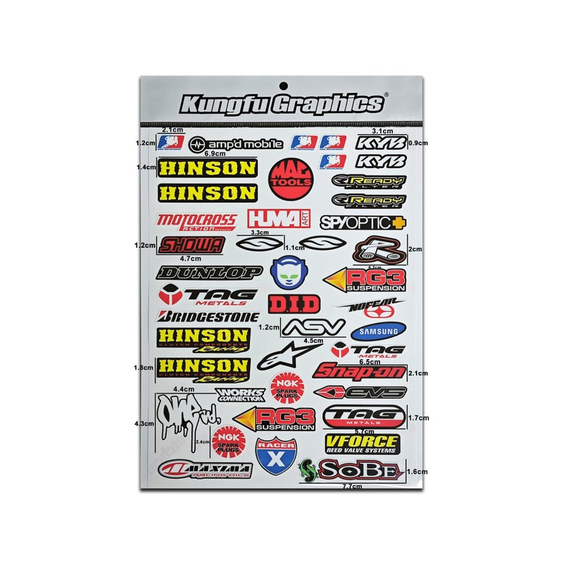 Kungfu Graphics Micro Sponsor Logo Racing Sticker Sheet Universal (7.2X 10.2 inch), White, MSS (16) - Image 3