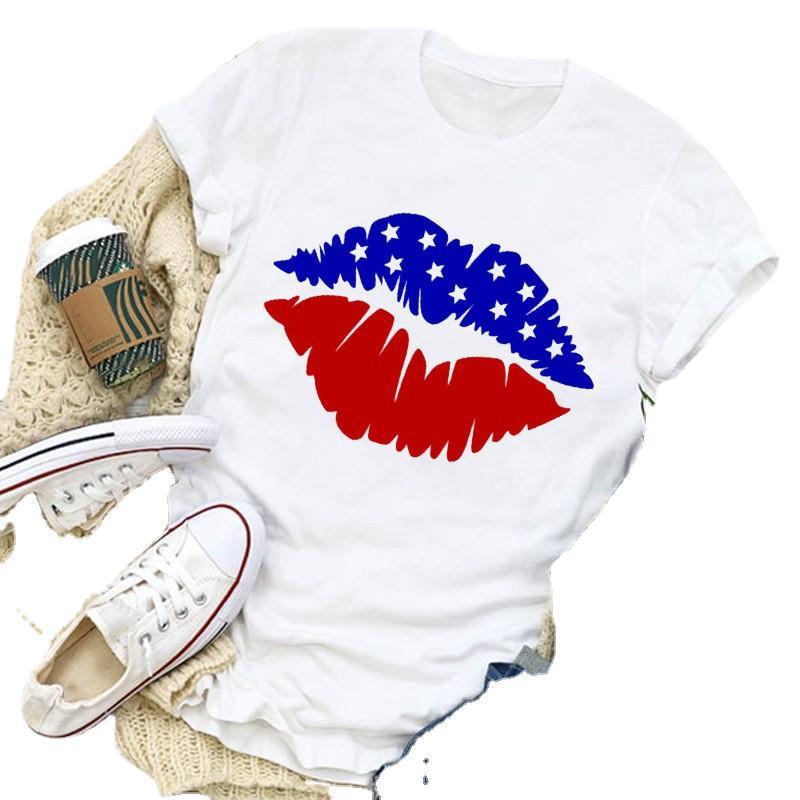 2025 Independence Day Print Cute Casual Round Neck Women'S Short Sleeve T-Shirt Flag Series - Image 5