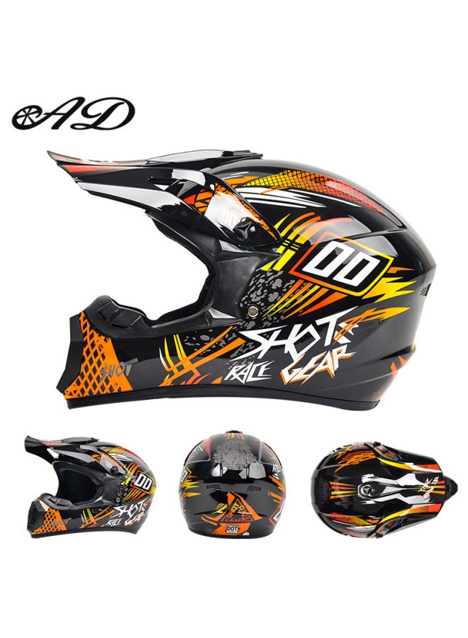 DOT Certified Full-Face Motorcycle Off-Road Helmet, Mountain Bike Speed-Reducing Safety Helmet - Single