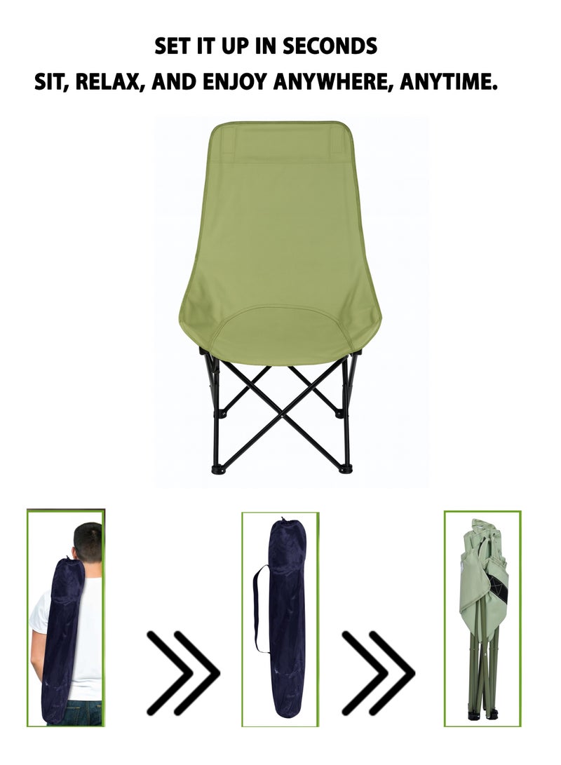 DBLEW Adjustable Reclining Folding Camping Chair with High Back, Headrest & Side Pocket Lightweight Portable Outdoor Chair with 3-Position Backrest & Carry Bag for Camping, Fishing, Beach Trips, Picnics & Outdoor Parties - Image 3